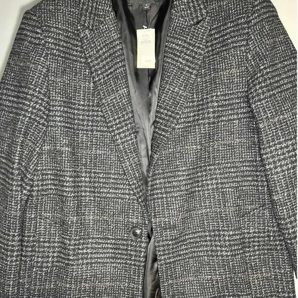 $300 Retail Banana Republic Grey Plaid Wool Blend Long Coat Mens Size S NWT